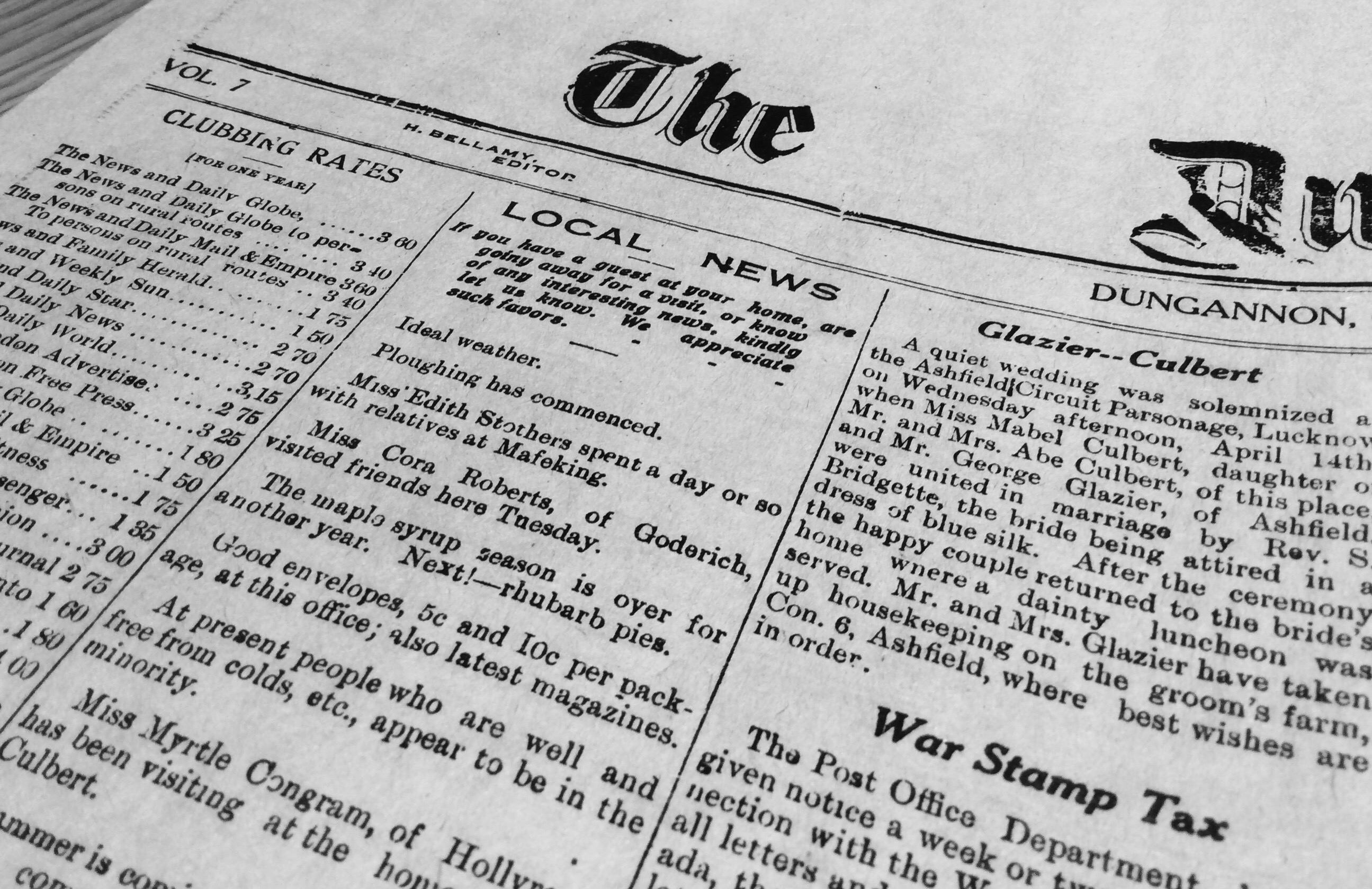 Newspaper Man Enlists:  Huron County and the First World War in Black & White