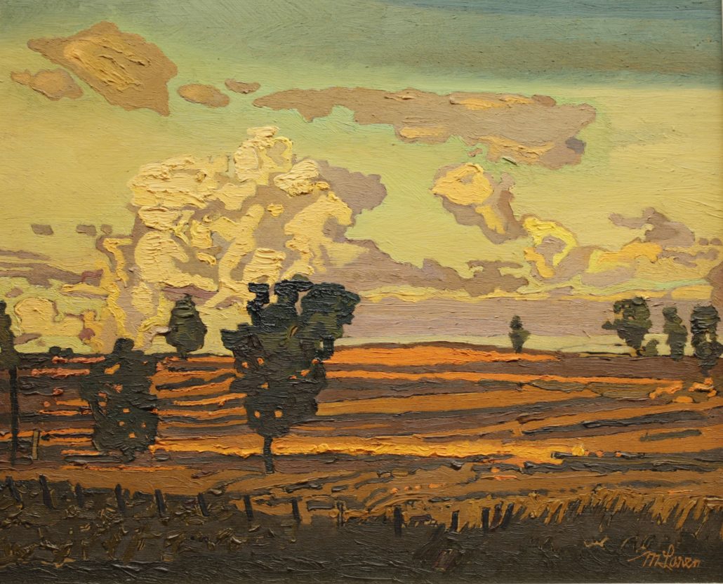 Jack McLaren painting Sunset, 4th Concession, Benmiller