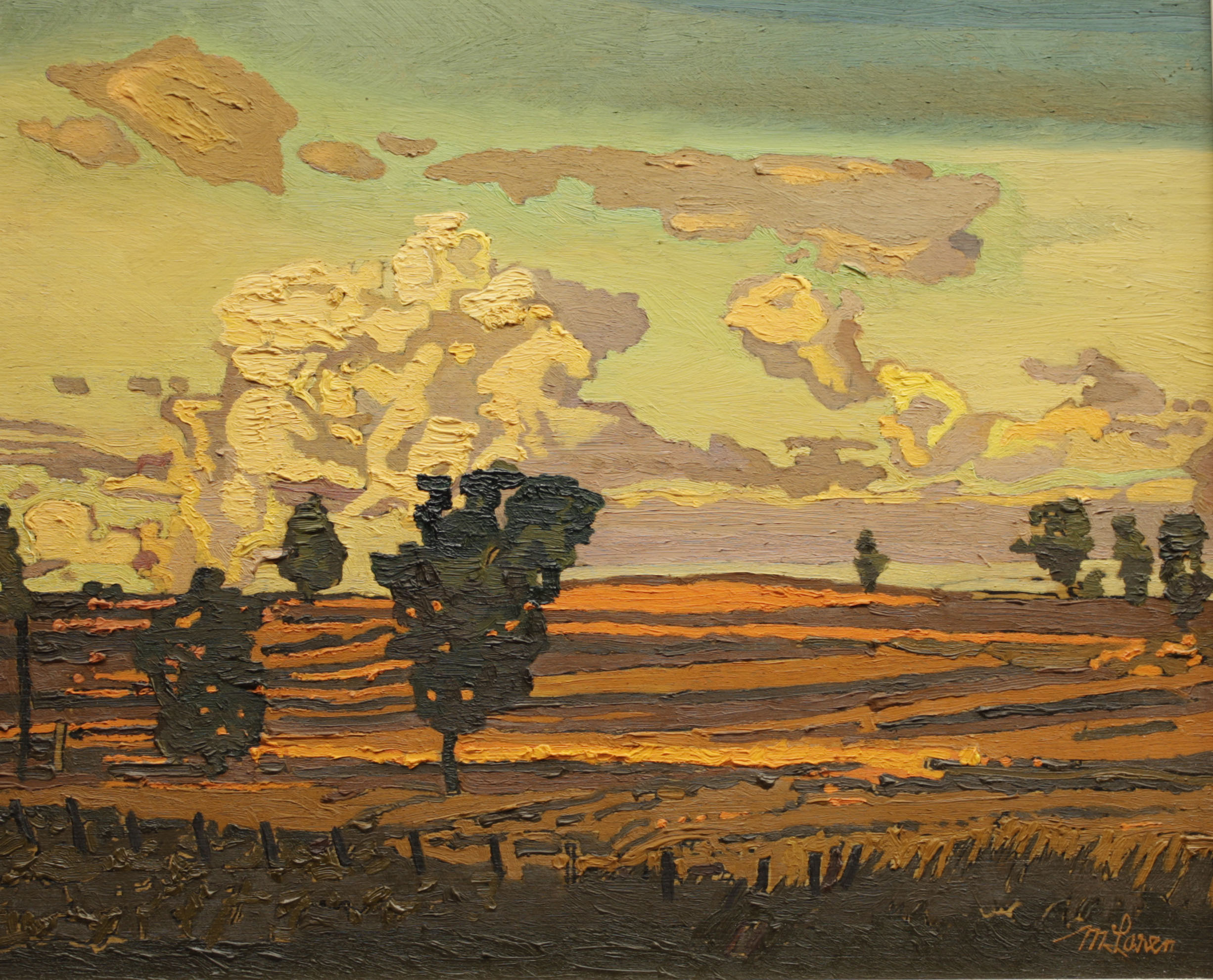 Jack McLaren painting Sunset, 4th Concession, Benmiller