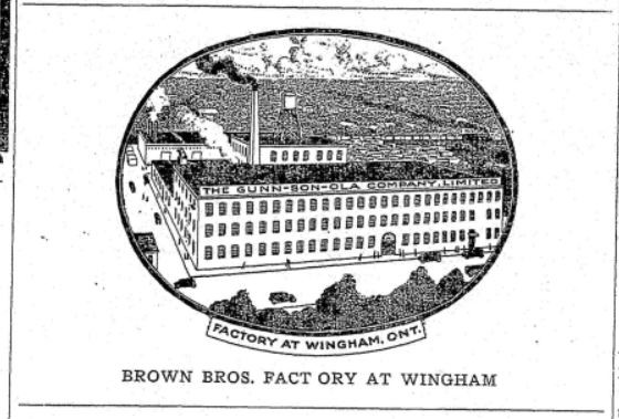 Illustration of Gunn-son-ola factory in Wingham