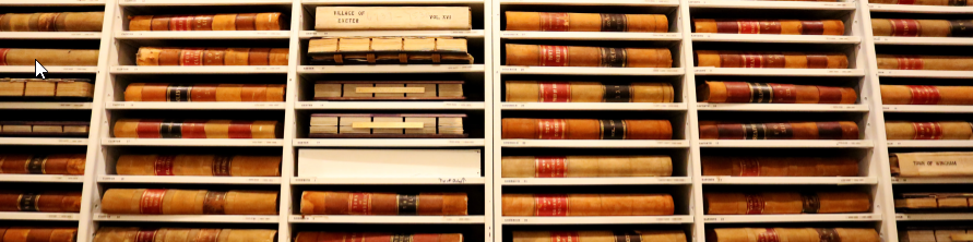 Image of land registry copy books in the Huron County archives