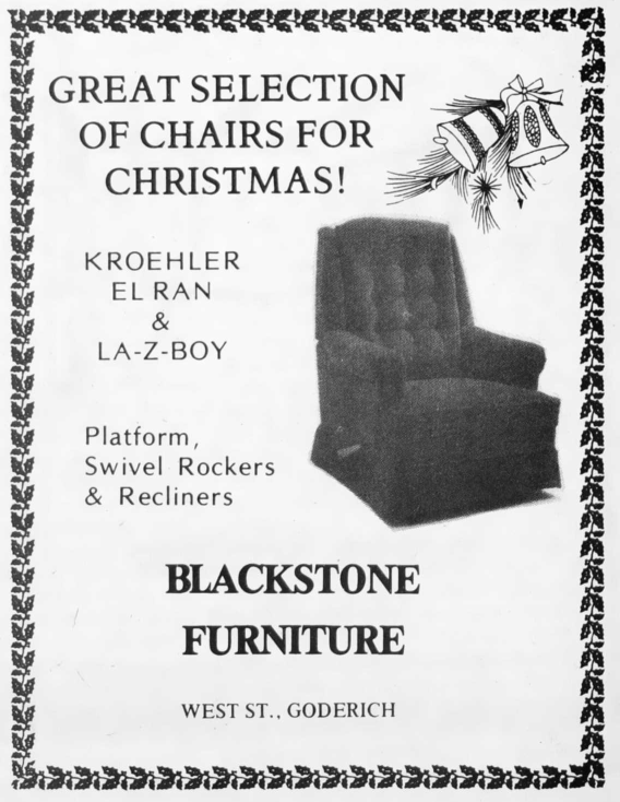 Photo of a newspaper clipping of a Blackstone Furniture ad from 1980