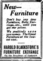 Photo of a Blackstone's Furniture ad from 1928