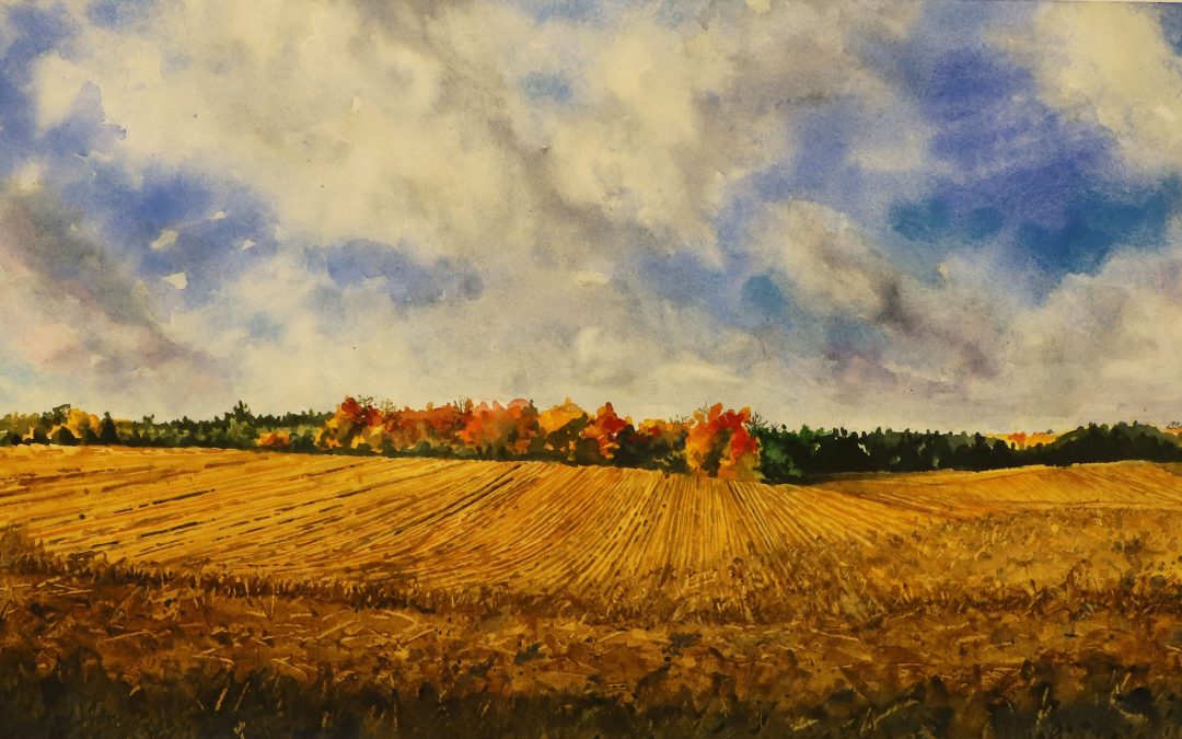 Art Show winning painting, Harvest Landscape by Roman Turczyn