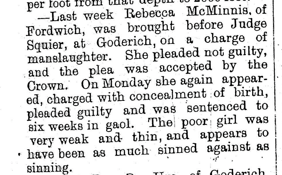 Figure 3: Newspaper clipping from The Huron Expositor, 07-22-1881, pg 5. 