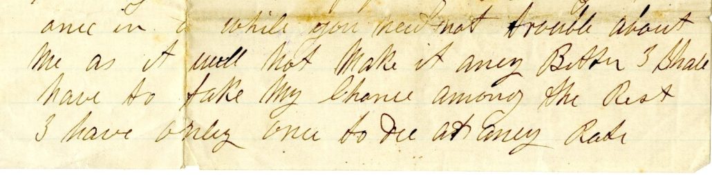 Photo of a section of an historic letter written from the American Civil War