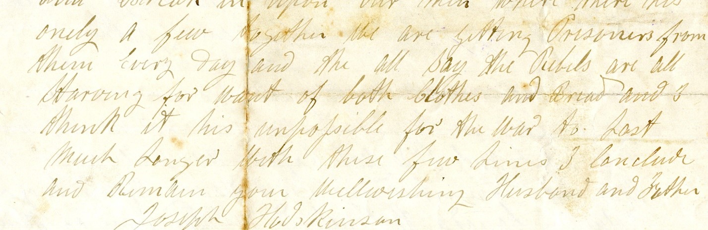Photo of a section of an historic letter written from the American Civil War