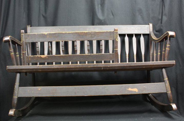 Cradle Bench - 2019_0037_001 Photo of a cradle bench that belonged to the Skimings family - from the Museum's collection.
