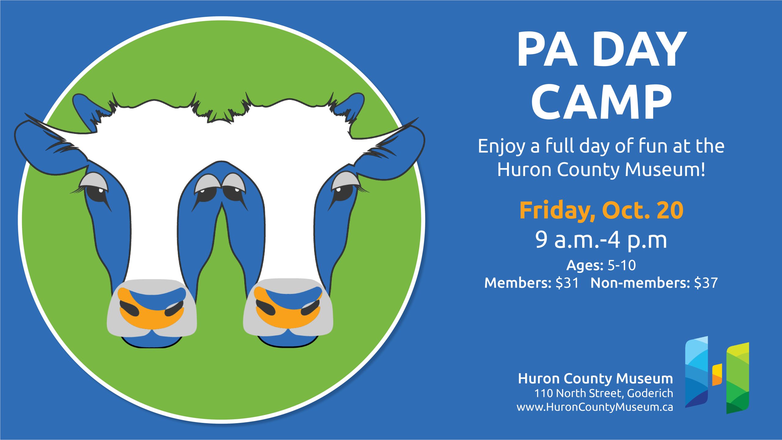 Illustration of a two-headed calf with text promoting PA Day camp at the museum