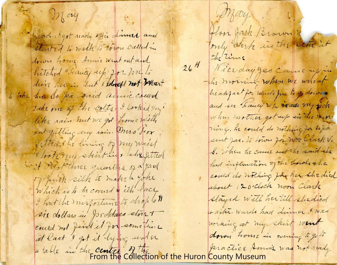 Photo of scanned pages from an historic diary