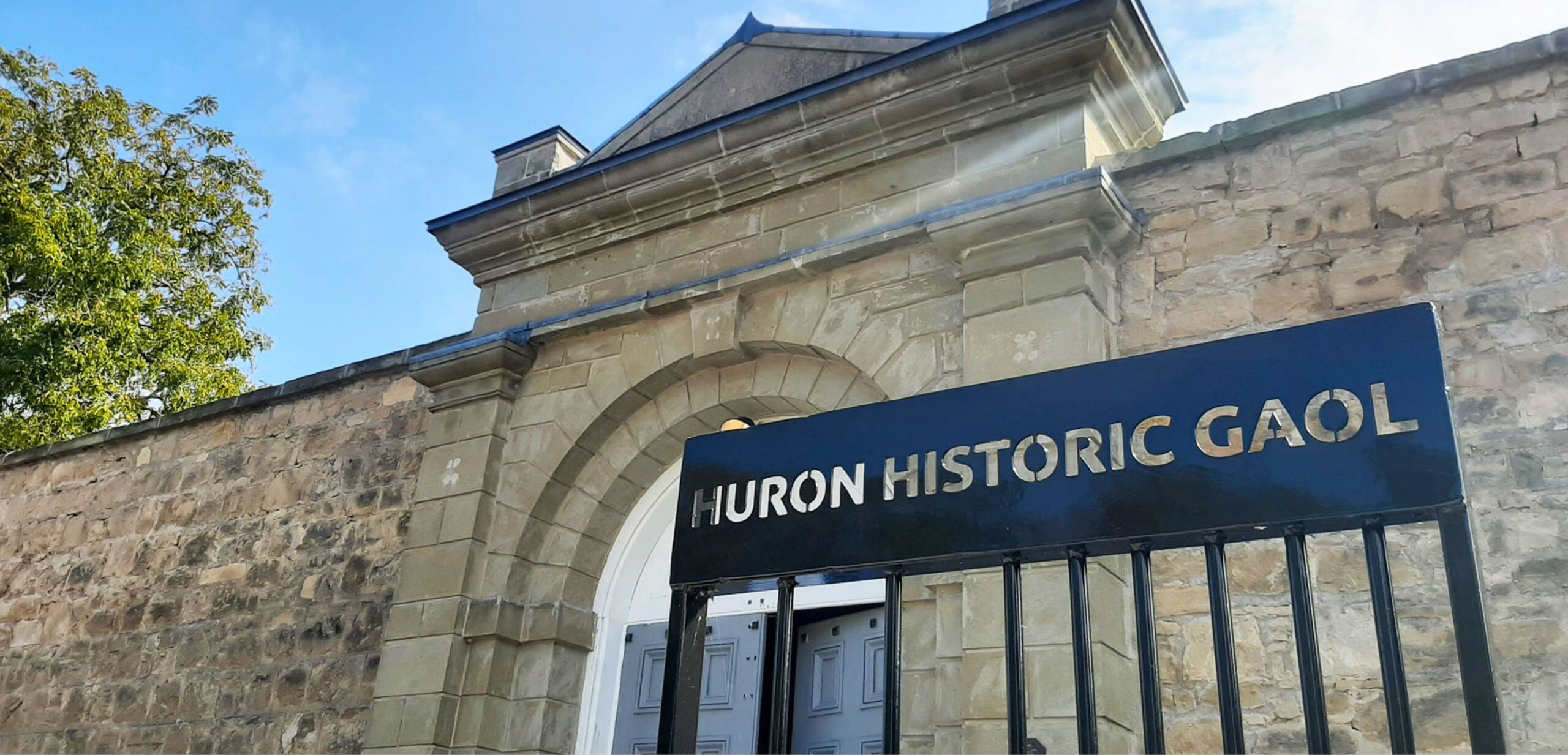 Exterior image of the front entrance of the Huron Historic Gaol