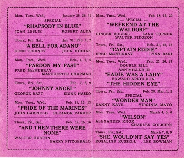 A Lyceum program from Winter 1946. From the collection of the Huron County Museum, 2025.0002.218.