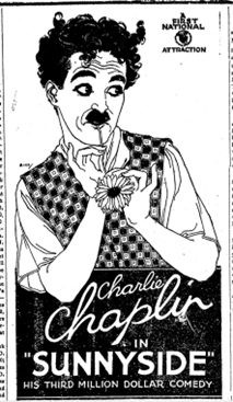Historic ad promoting Charlie Chaplin in Sunnyside published in the Wingham Advance, Jan. 22, 1920.