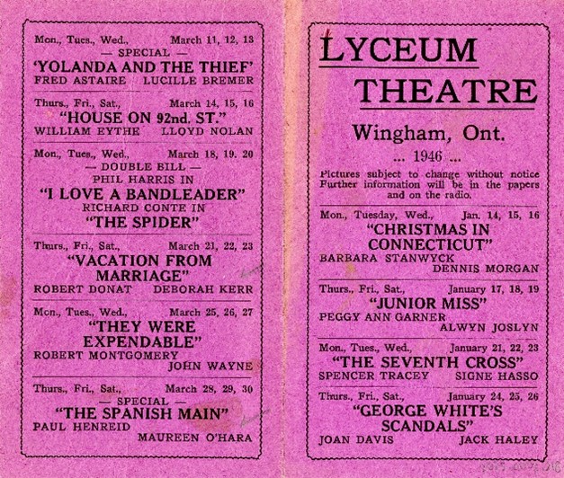 A Lyceum program from Winter 1946. From the collection of the Huron County Museum, 2025.0002.218.