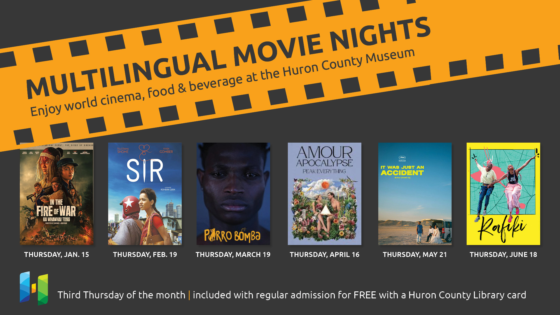 Photos of the movie posters for Multilingual Movie Nights.