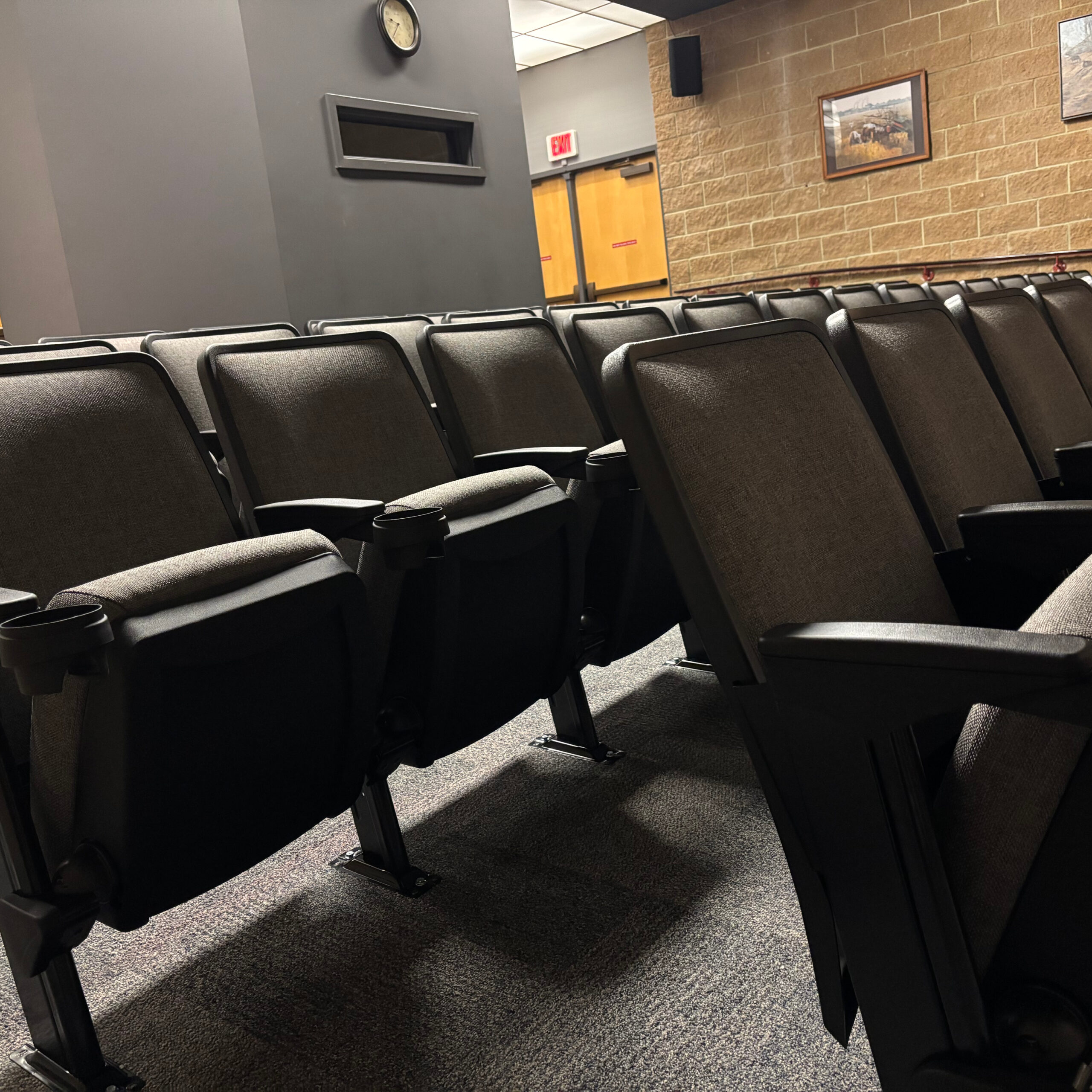 Cloe-up image of the seats in the museum theatre